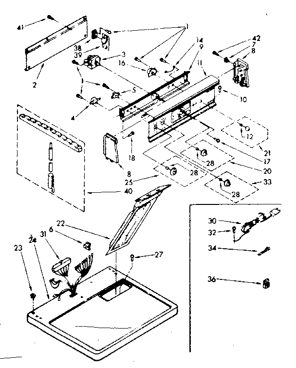 Kenmore 11087592620 top and console parts diagram
