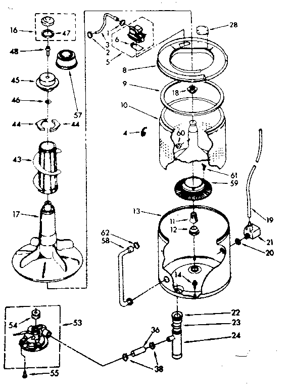 Kenmore 11082382110 tub and basket parts (non-suds only) diagram