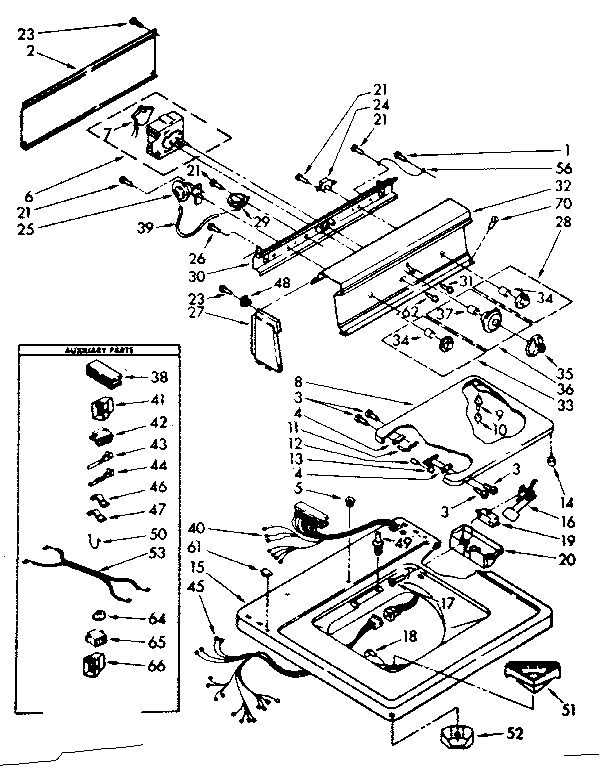 Kenmore 11082374600 top and console parts diagram