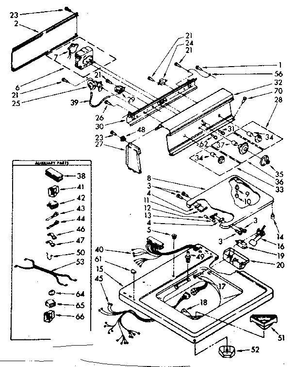 Kenmore 11082374810 top and console parts diagram