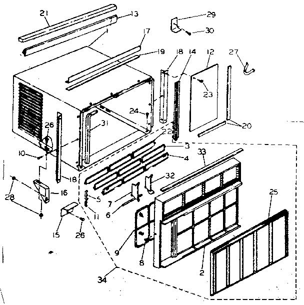 Kenmore 2538740991 cabinet and front panel parts diagram