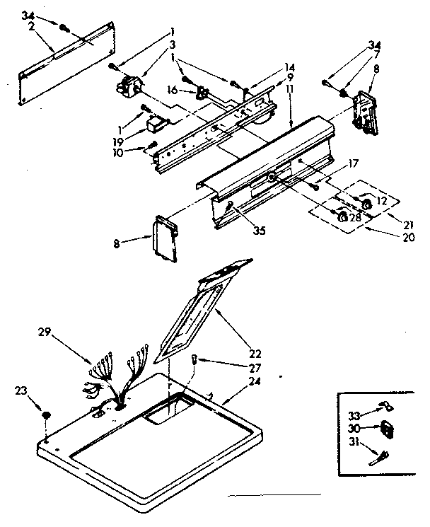 Kenmore 11087566310 top and console parts diagram