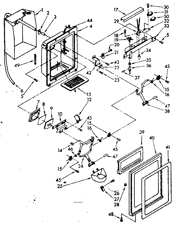 Kenmore 1068562770 dispenser front parts diagram
