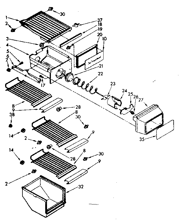Kenmore 1068562770 freezer interior parts diagram