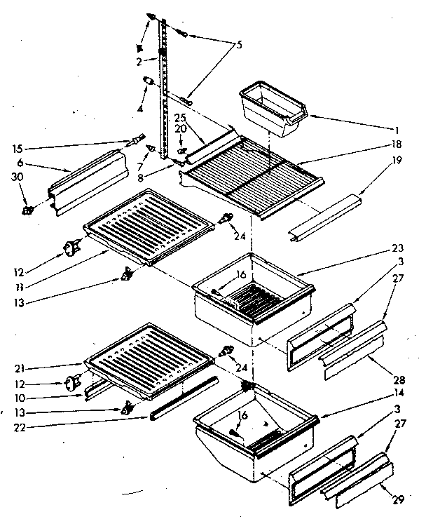 Kenmore 1068562770 refrigerator interior parts diagram