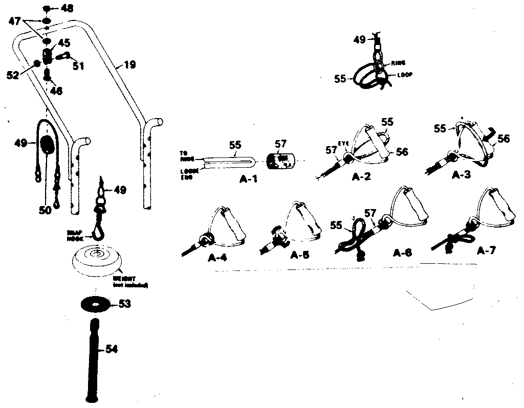 DP 11-0179-5 rope and handle assembly and weight carrier assembly diagram