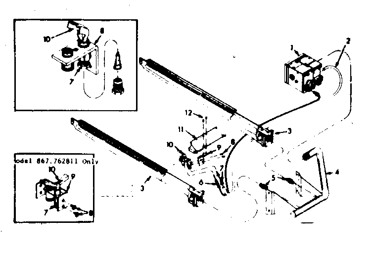 Kenmore 867762811 burner & manifold assembly diagram