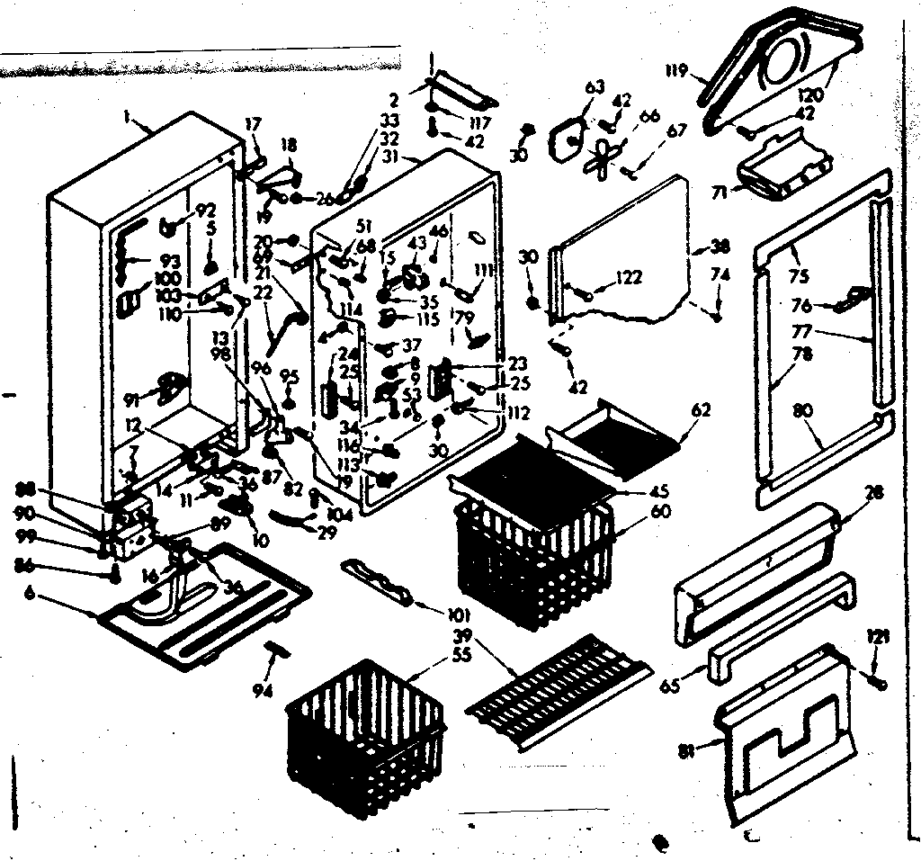 Kenmore 106628261 cabinet parts diagram