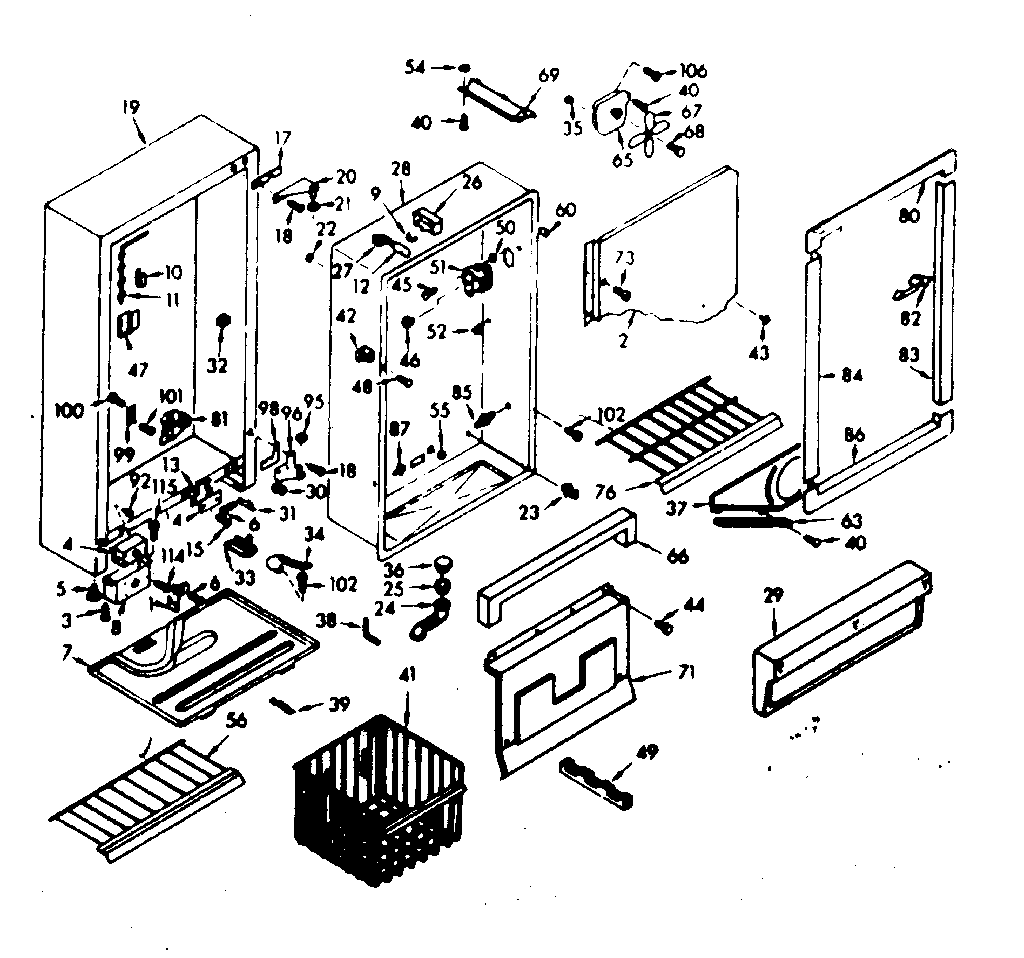 Kenmore 106629140 cabinet parts diagram