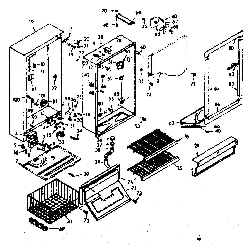 Kenmore 106629550 cabinet parts diagram