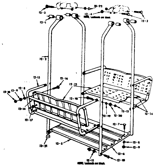 Sears 70172107-84 lawn swing assembly diagram