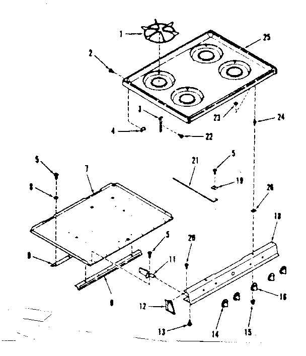 Kenmore 9117218610 main top section diagram