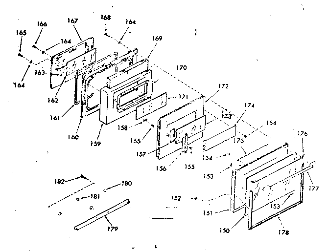 Kenmore 9119368110 oven door section diagram