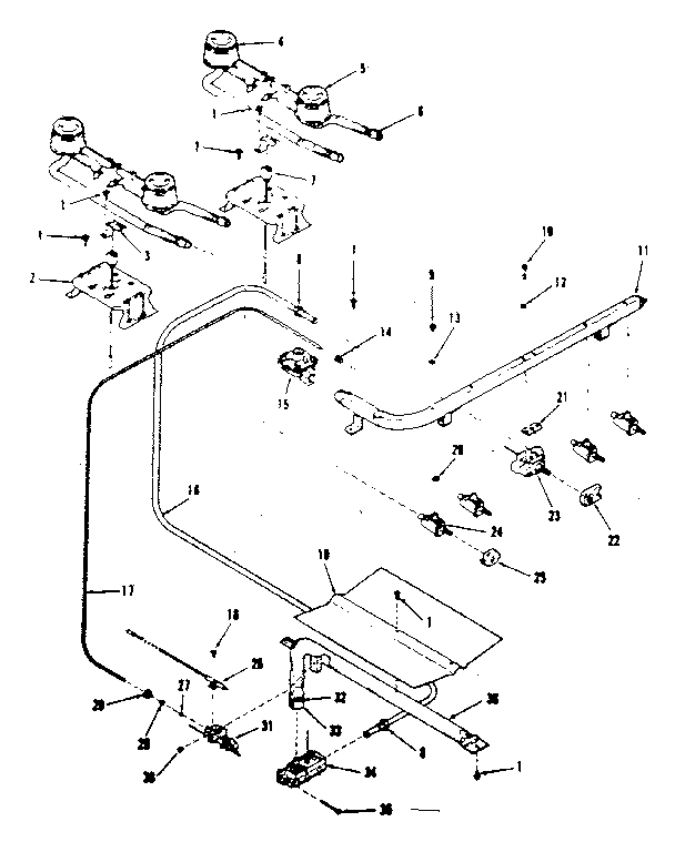 Kenmore 2787808511 burner section diagram