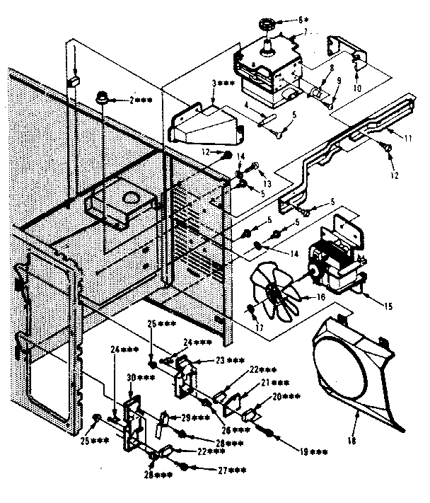 Kenmore 5668878530 switches and microwave parts diagram