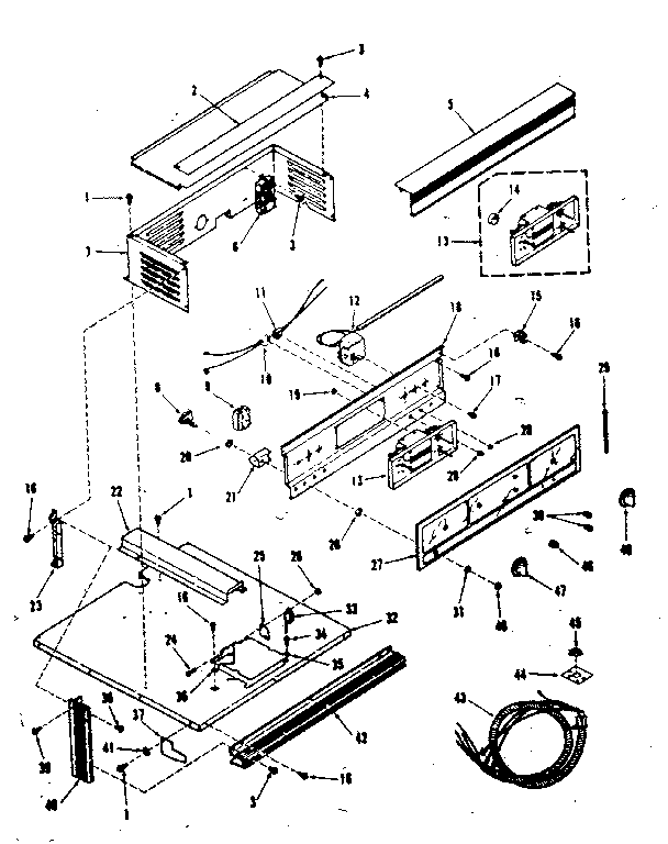 Kenmore 2784238591 control panel section diagram