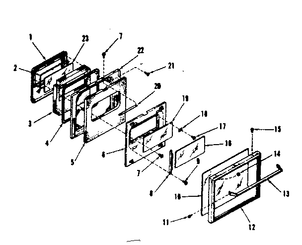 Kenmore 2784238591 oven door section diagram