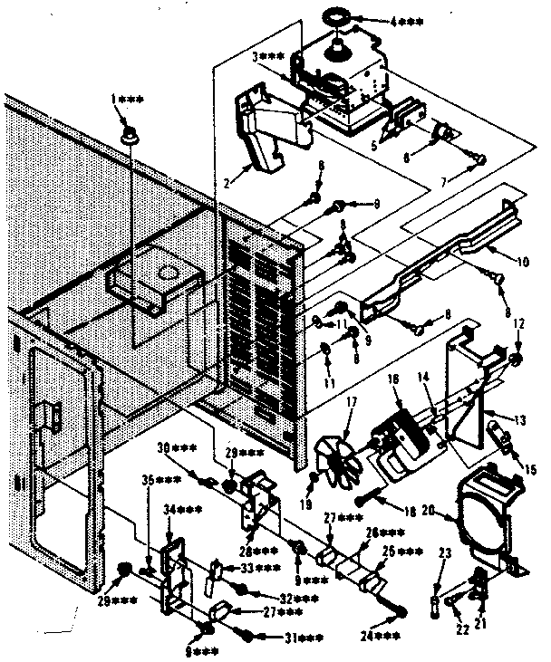 Kenmore 5658788611 switches and microwave parts diagram