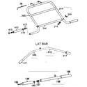 DP 2510 handlebar assembly, lat bar, short pulley bar diagram