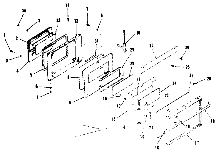 Kenmore 2784258492 oven door section diagram