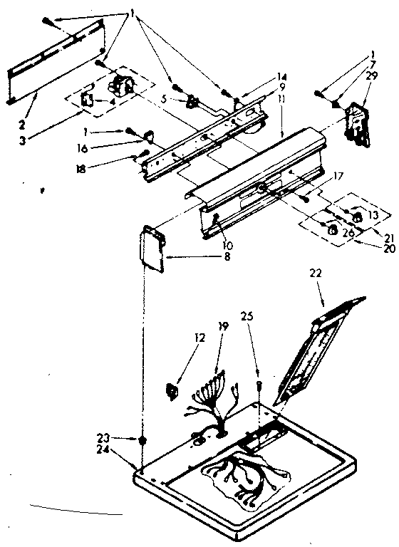 Kenmore 11086573720 top and console parts diagram
