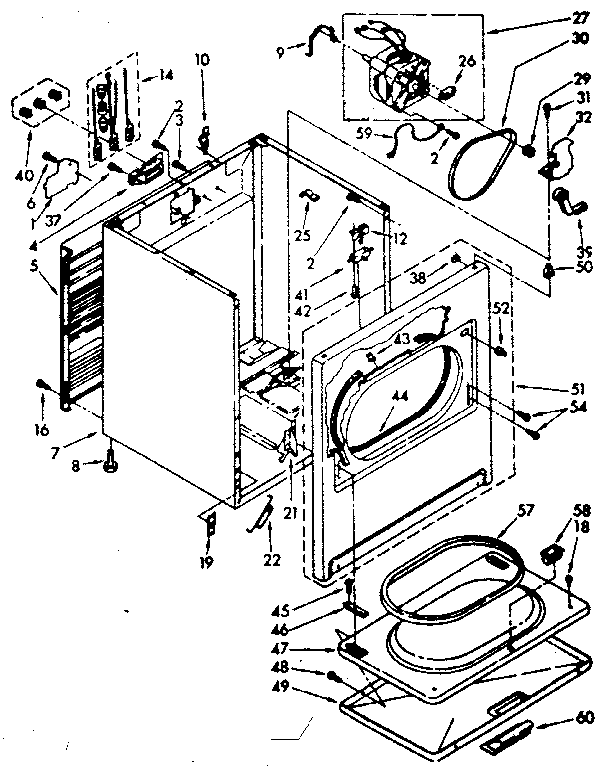 Kenmore 11086573720 cabinet parts diagram