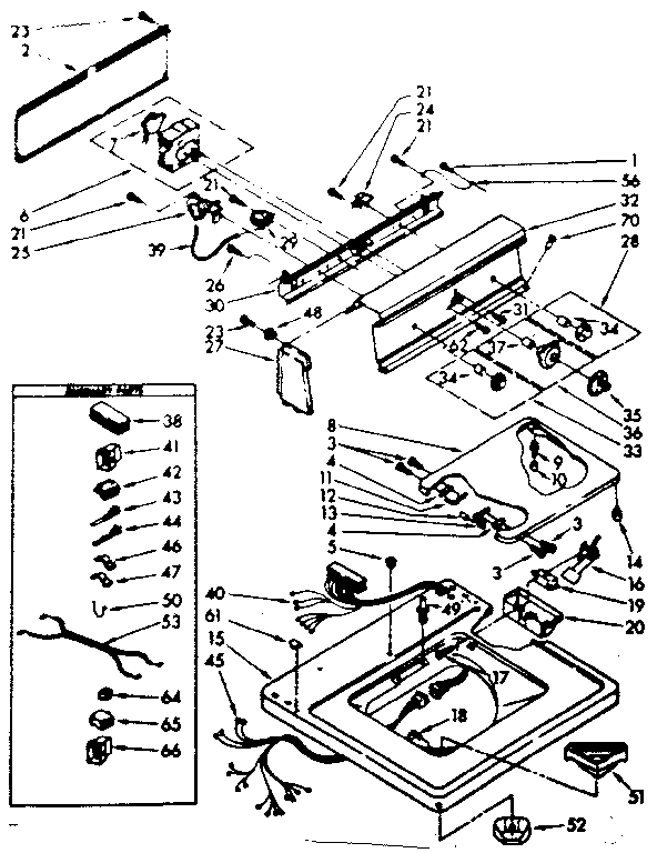 Kenmore 11083380600 top and console parts diagram