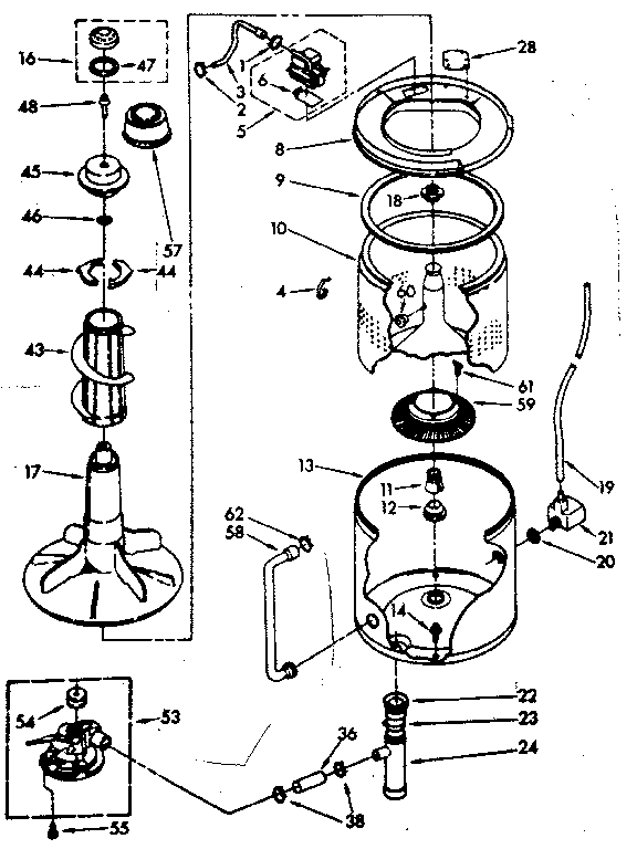 Kenmore 11083380600 tub and basket parts (non-suds only) diagram