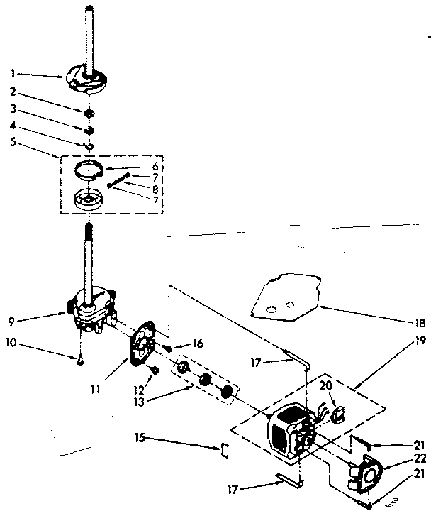Kenmore 11081320130 brake, clutch, gearcase, motor and pump parts diagram