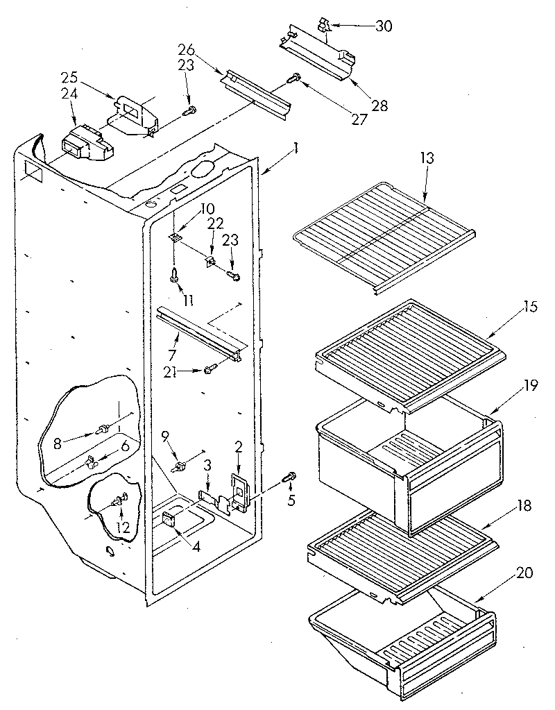 Kenmore 1068590210 refrigerator liner diagram