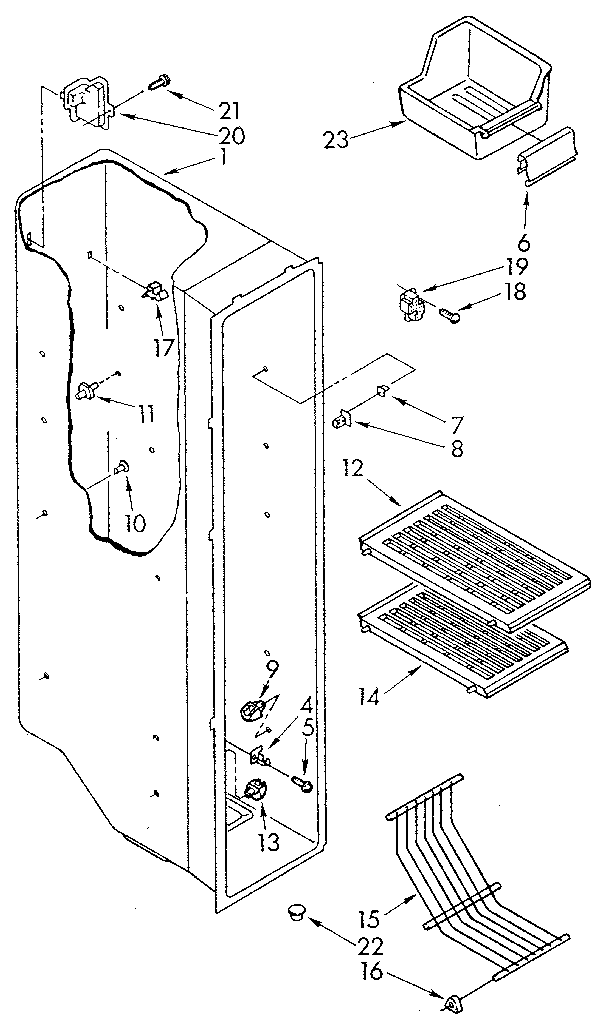Kenmore 1068590210 freezer liner diagram