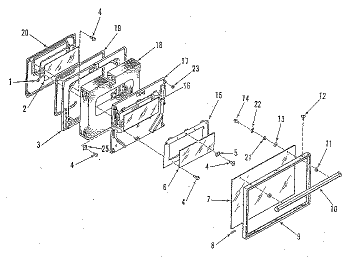 Kenmore 9117398910 oven door section diagram
