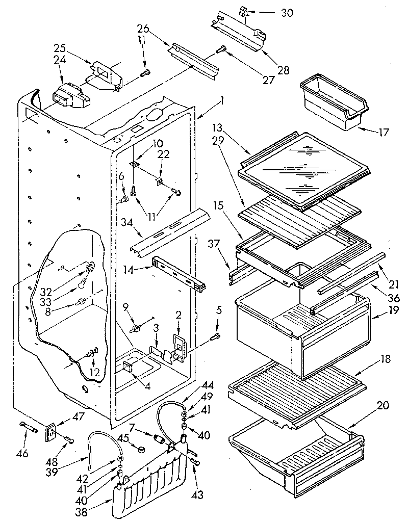 Kenmore 1068594680 refrigerator liner diagram