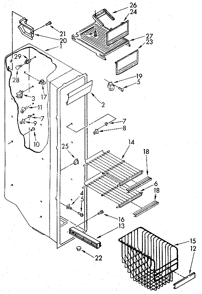 Kenmore 1068594680 freezer liner diagram
