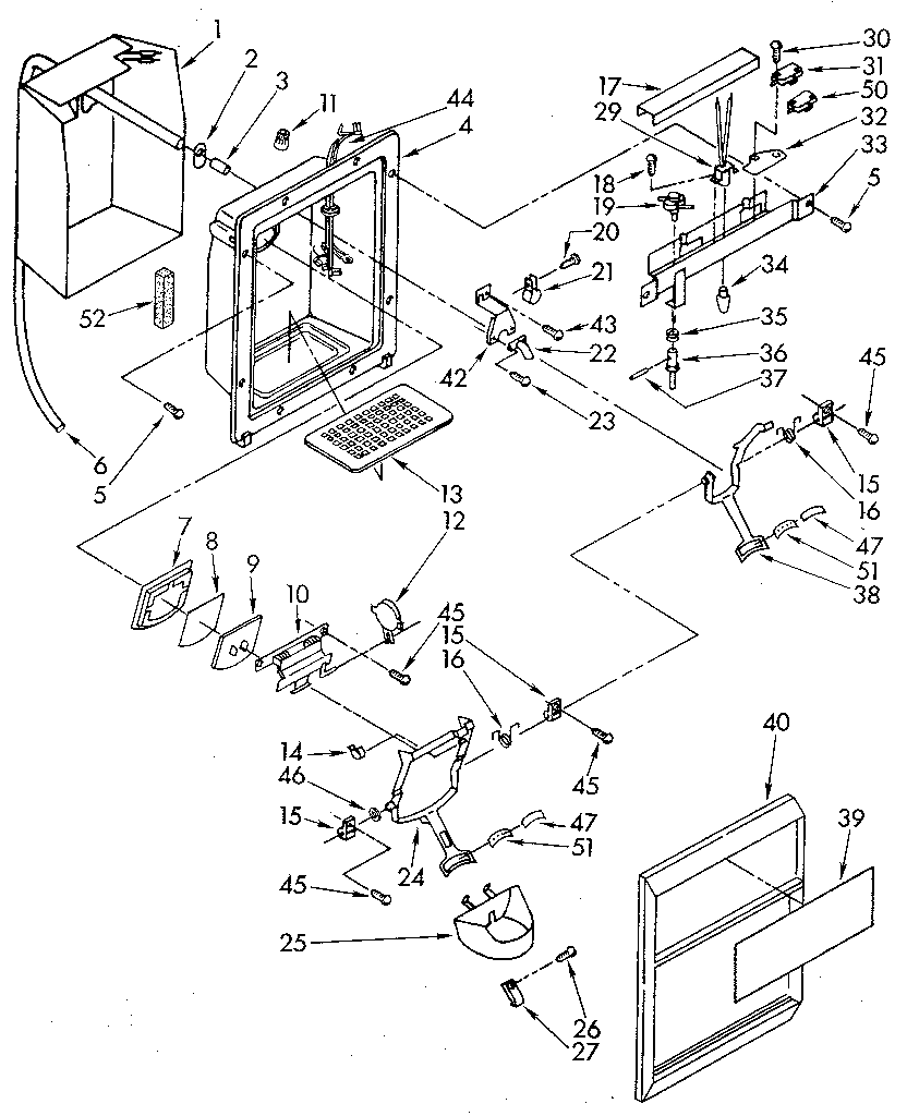 Kenmore 1068594680 dispenser front diagram