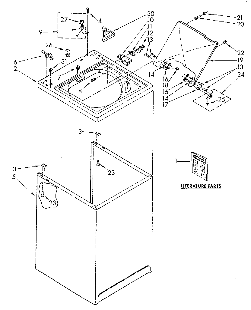 Kenmore 11082984100 top and cabinet diagram