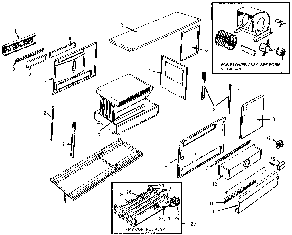 Rheem RGUA functional replacement parts diagram