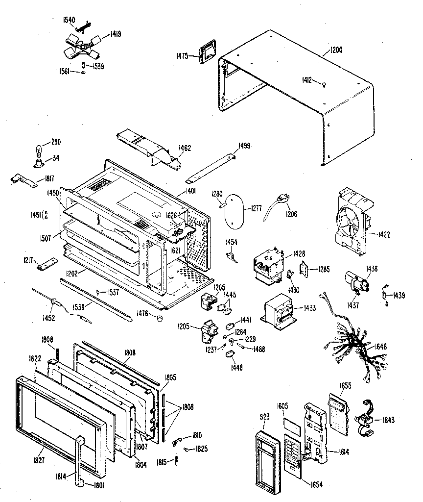 GE JEM20H01 microwave parts diagram
