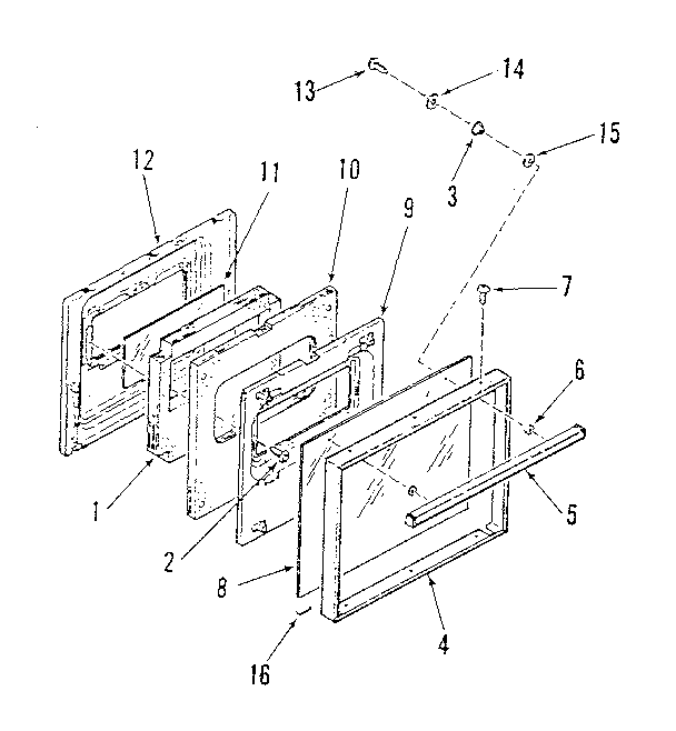 Kenmore 2784018812 oven door section diagram