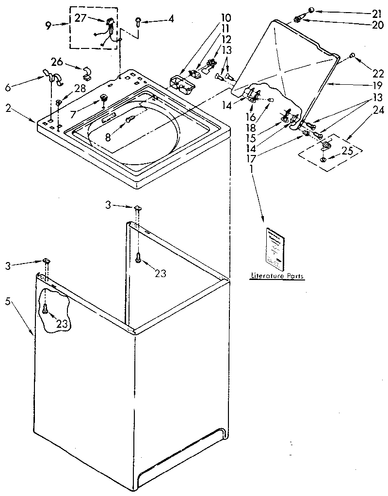 Kenmore 11082881700 top and cabinet diagram