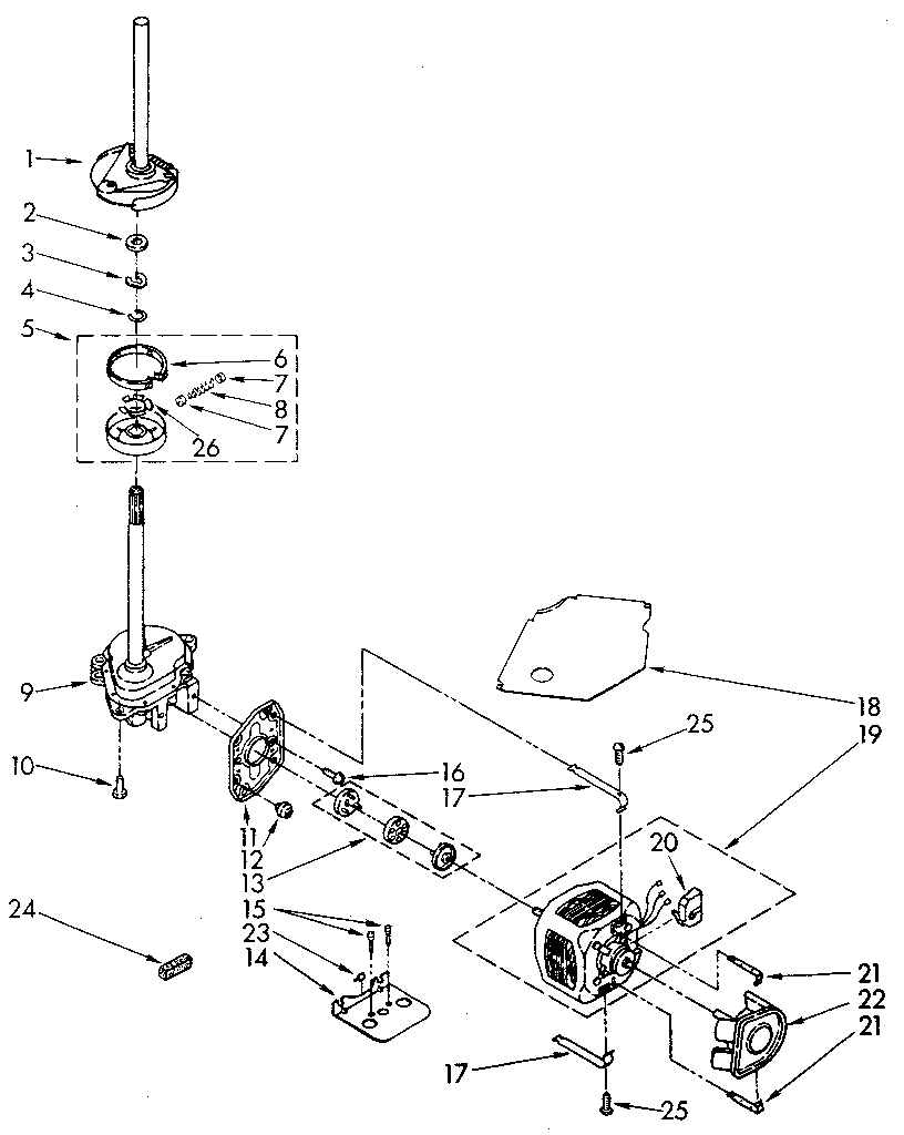 Kenmore 11082881700 gearcase and motor diagram