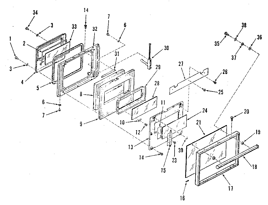 Kenmore 2784288894 upper oven door section diagram