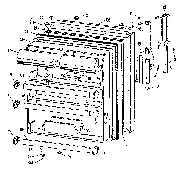 Kenmore 3638651580 fresh food door diagram