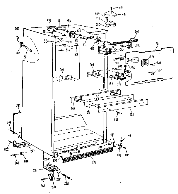 Kenmore 3638651580 cabinet diagram