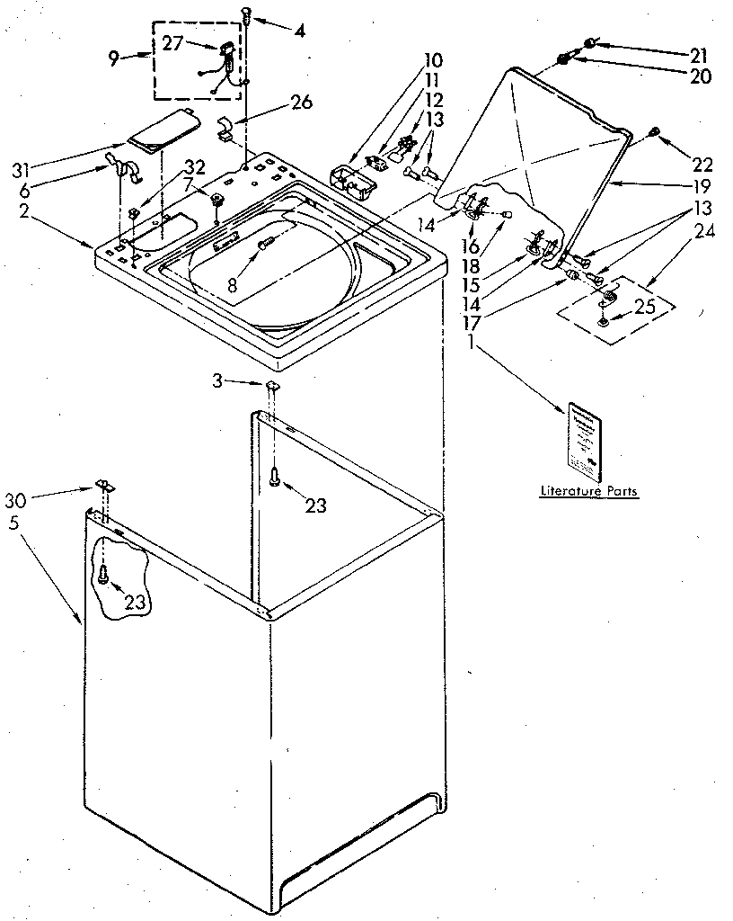 Kenmore 11082892700 top and cabinet diagram