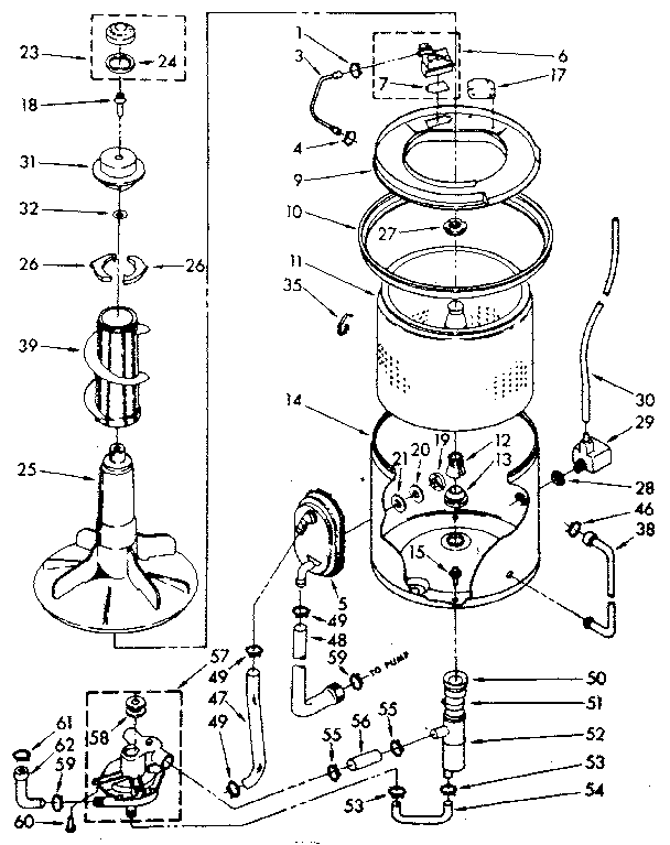 Kenmore 11082592600 tub and basket parts diagram