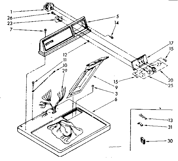 Kenmore 11087557120 top and console parts diagram