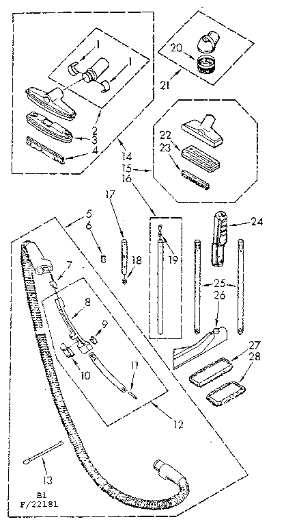 Kenmore 11622181 attachment parts diagram
