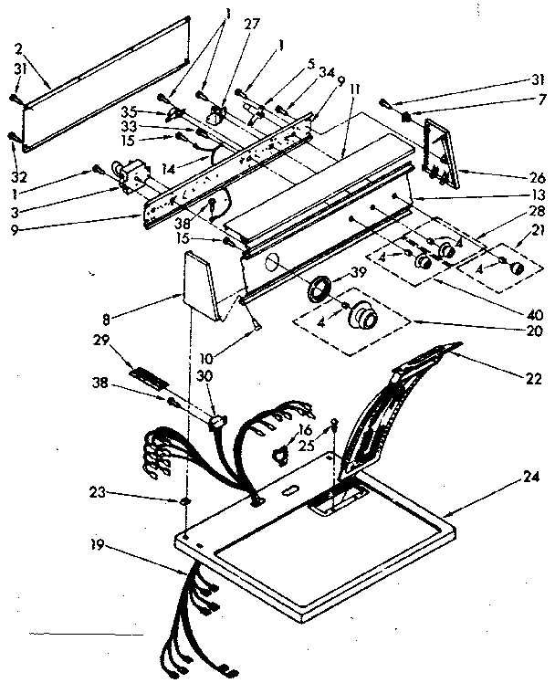 Kenmore 11086683800 top and console parts diagram