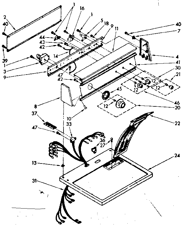 Kenmore 11087683100 top and console parts diagram